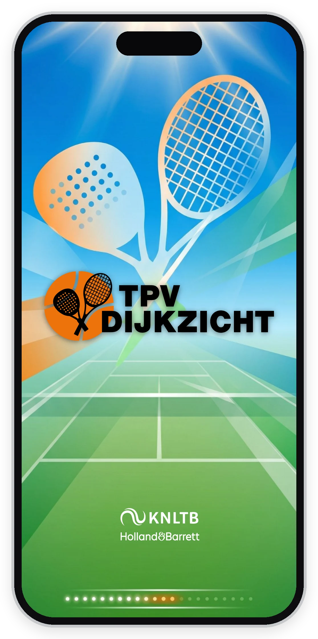 Startscherm van de branded ClubApp van TPV Dijkzicht