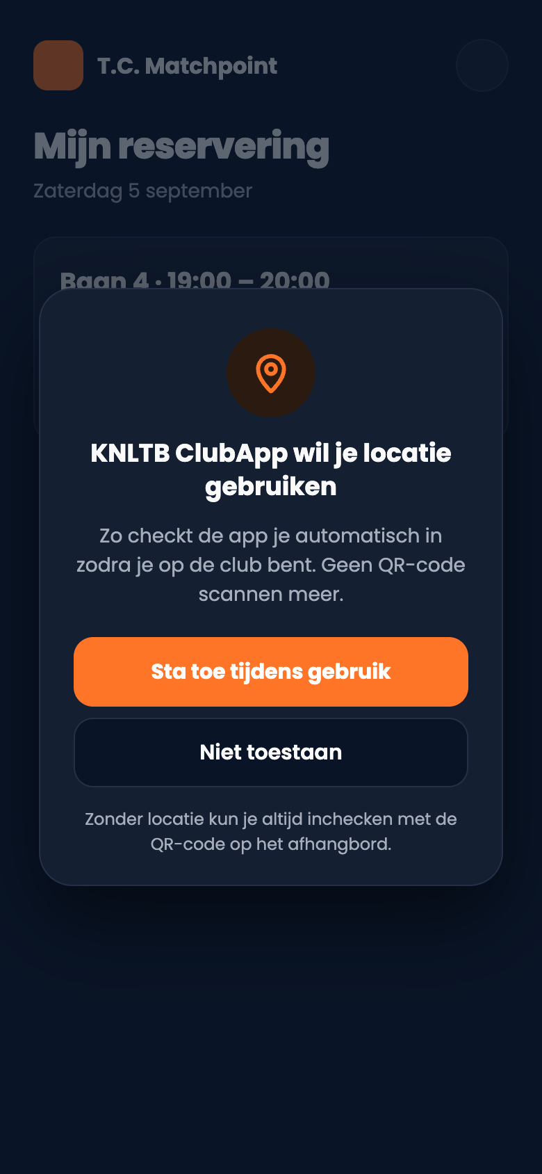 Locatievraag in de ClubApp